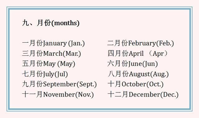 一到十二月英文,一到十二月英文单词怎么读  第3张